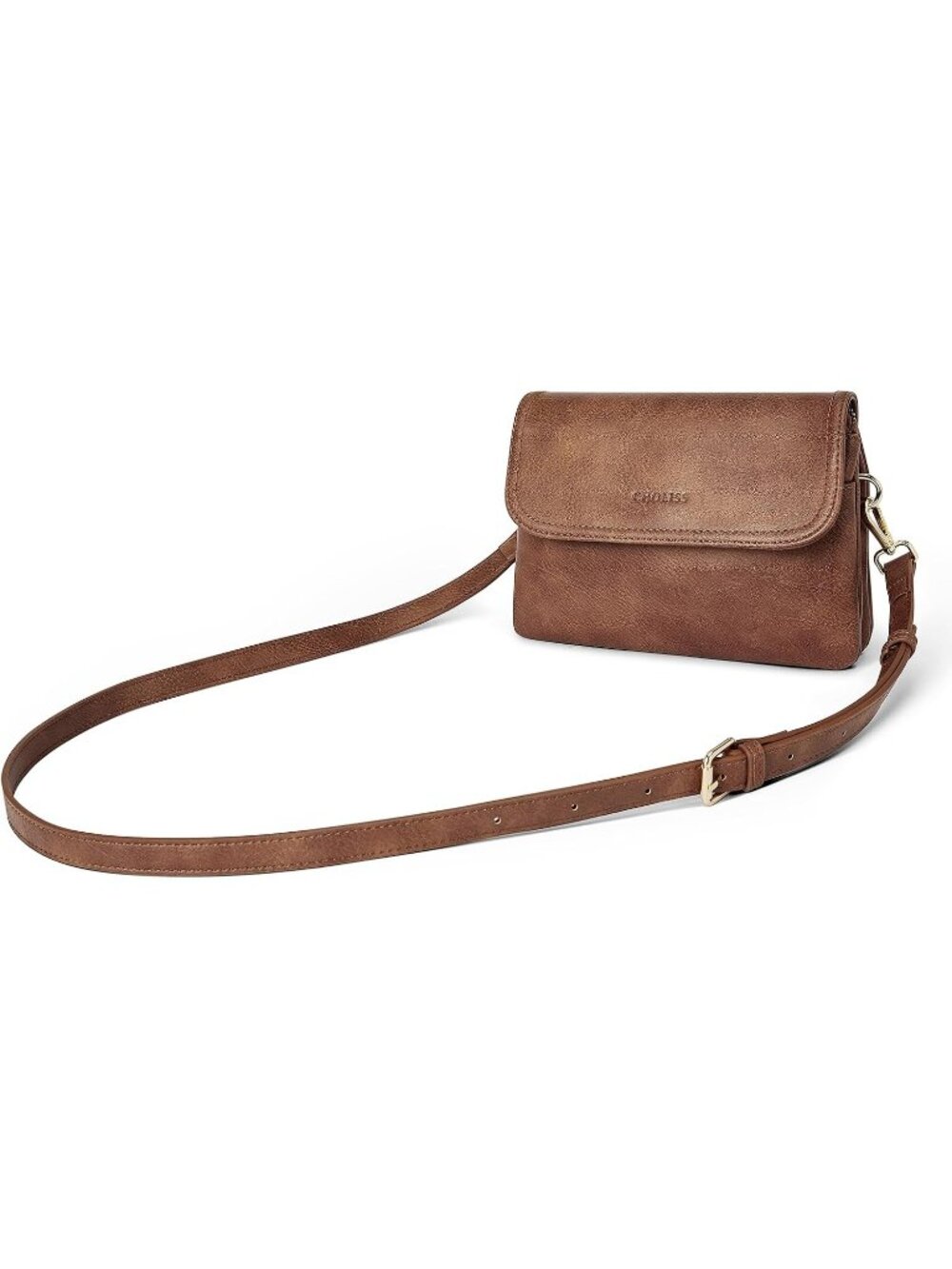 CHOLISS Women's Brown Leather Cell Phone Crossbody Bags with Adjustable Strap